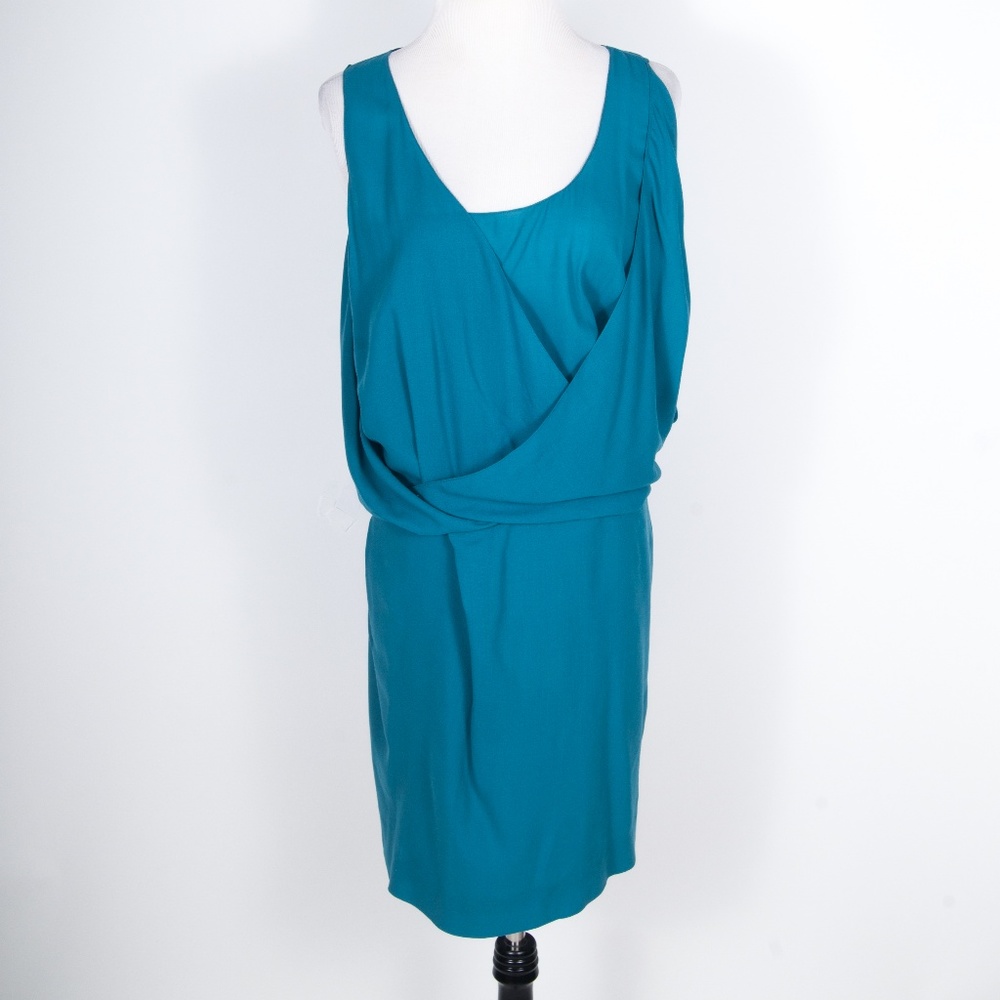 Chloe Aqua Fresh 100% Silk Faux Wrap Dress 36/US 6